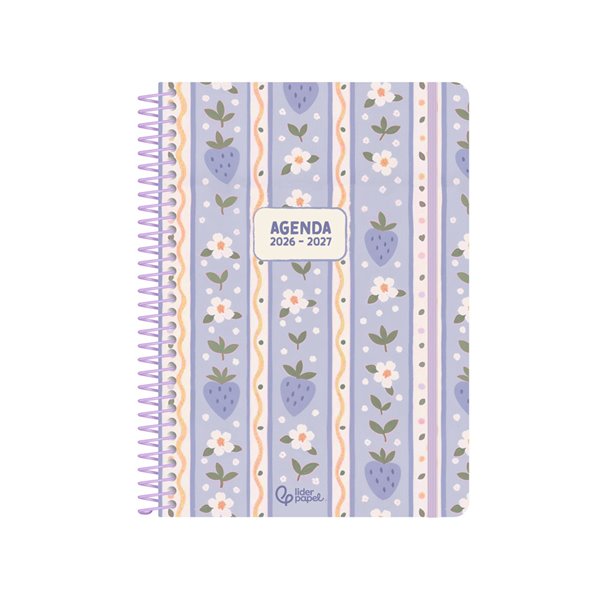 Agenda escolar liderpapel 26-27 espiral cottage semana vista a5 bilingue 80g papel fsc azul fresas