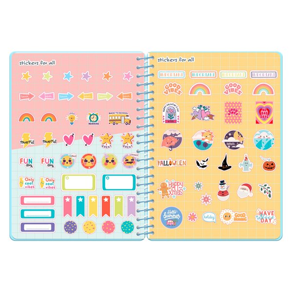 Agenda escolar liderpapel 26-27 espiral cottage dia pagina a5 bilingue 80g papel fsc azul corazones