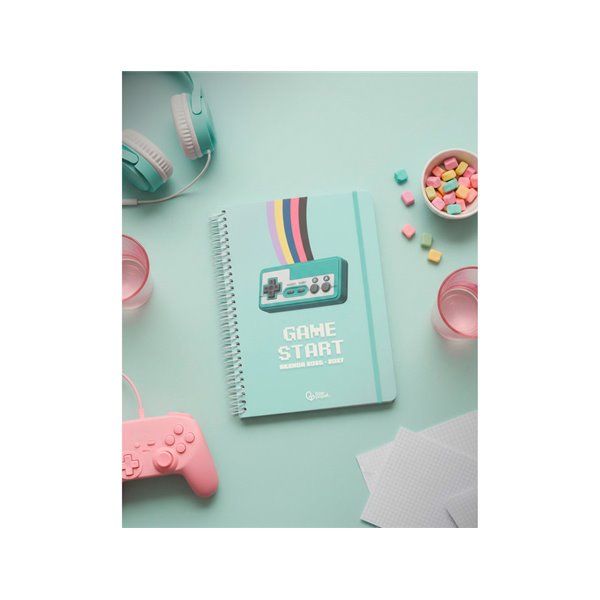 Agenda escolar liderpapel 26-27 espiral game on dia pagina a5 bilingue 80g papel fsc verde