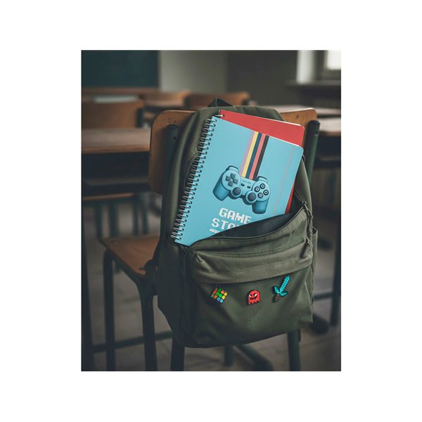 Agenda escolar liderpapel 26-27 espiral game on dia pagina a5 bilingue 80g papel fsc azul