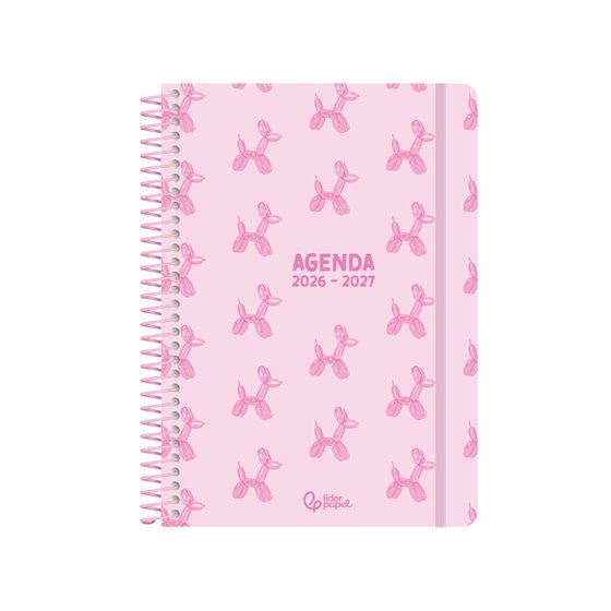 Agenda escolar liderpapel 26-27 espiral petite dia pagina a5 bilingue 80g papel fsc rosa