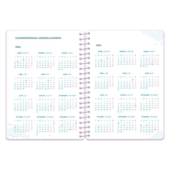 Agenda escolar liderpapel 26-27 espiral petite semana vista a5 bilingue 80g papel fsc verde