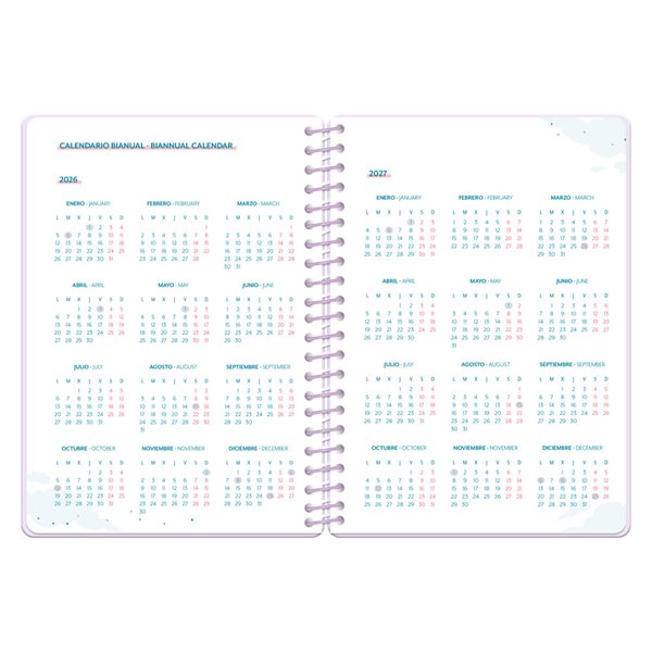 Agenda escolar liderpapel 26-27 espiral petite semana vista a5 bilingue 80g papel fsc verde