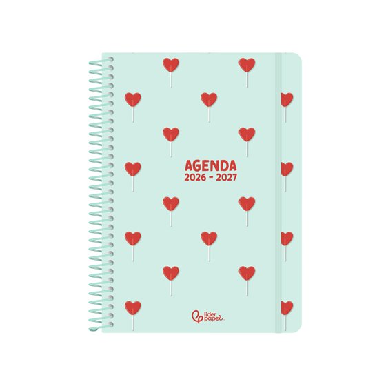 Agenda escolar liderpapel 26-27 espiral petite semana vista a5 bilingue 80g papel fsc morado
