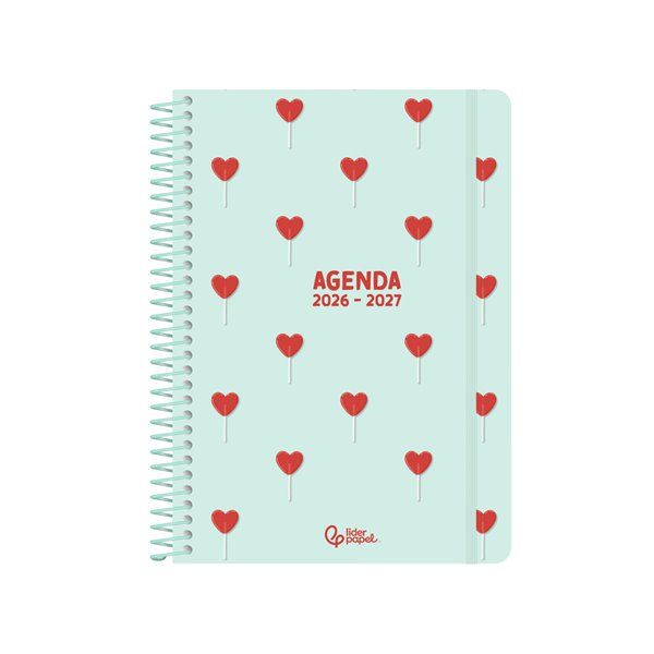 Agenda escolar liderpapel 26-27 espiral petite semana vista a5 bilingue 80g papel fsc morado