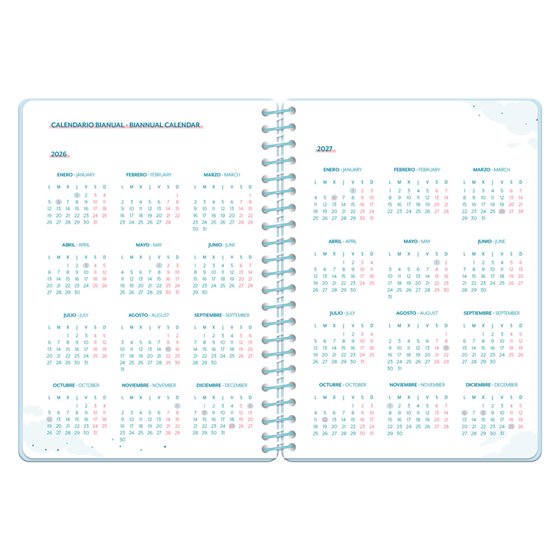 Agenda escolar liderpapel 26-27 espiral petite semana vista a5 bilingue 80g papel fsc azul