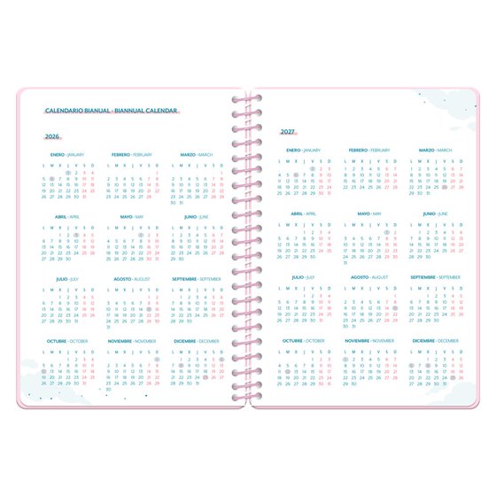 Agenda escolar liderpapel 26-27 espiral petite semana vista a5 bilingue 80g papel fsc rosa