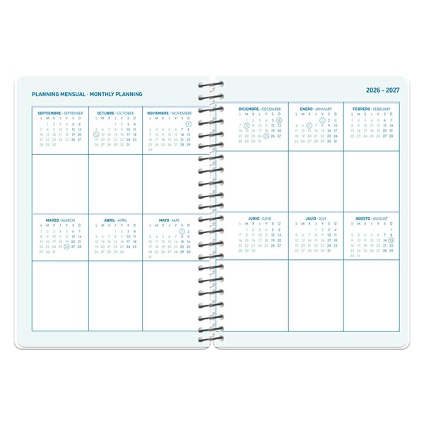 Agenda escolar liderpapel 26-27 espiral personalizable semana vista a5 bilingue 70g papel fsc