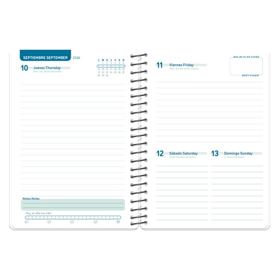 Agenda escolar liderpapel 26-27 espiral personalizable dia pagina a5 bilingue 70g papel fsc