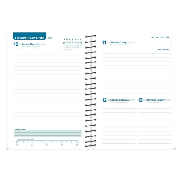 Agenda escolar liderpapel 26-27 espiral personalizable dia pagina a5 bilingue 70g papel fsc