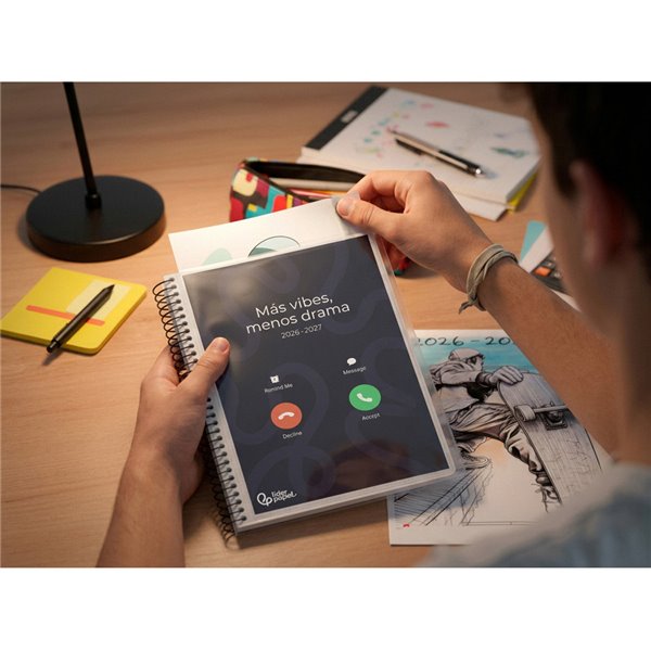 Agenda escolar liderpapel 26-27 espiral personalizable dia pagina a5 bilingue 70g papel fsc