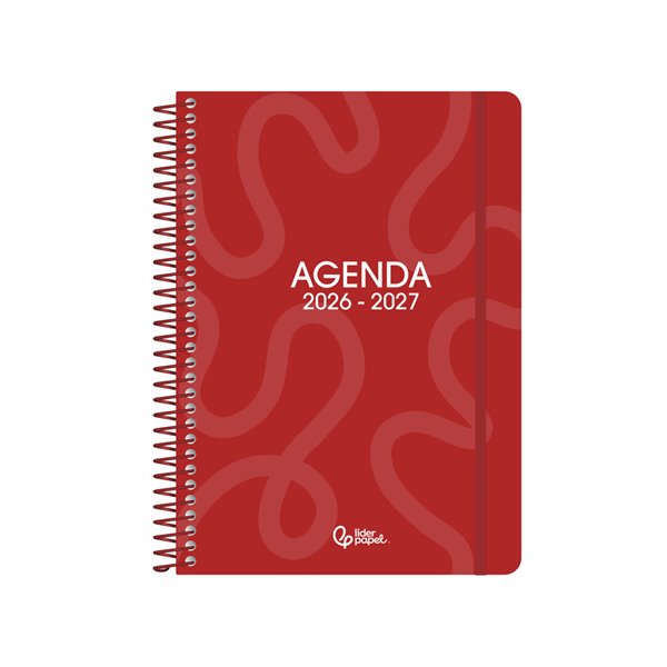 Agenda escolar liderpapel 26-27 espiral classic 2 dias pagina a5 bilingue 70g papel fsc rojo