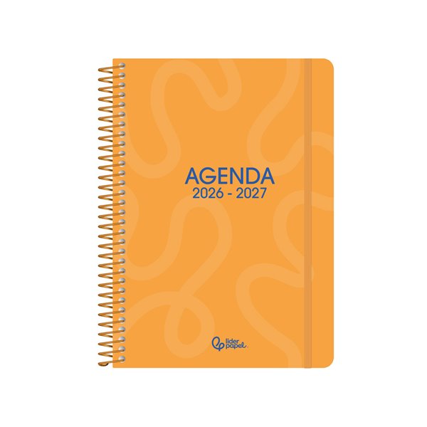 Agenda escolar liderpapel 26-27 espiral classic dia pagina a5 bilingue 70g papel fsc naranja