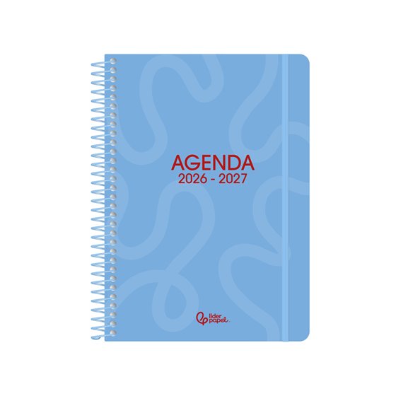 Agenda escolar liderpapel 26-27 espiral classic dia pagina a5 bilingue 70g papel fsc azul