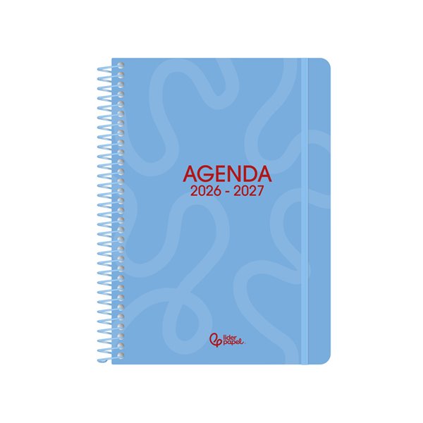 Agenda escolar liderpapel 26-27 espiral classic dia pagina a5 bilingue 70g papel fsc azul