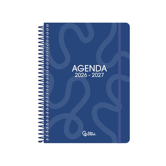 Agenda escolar liderpapel 26-27 espiral classic dia pagina a5 bilingue 70g papel fsc azul marino