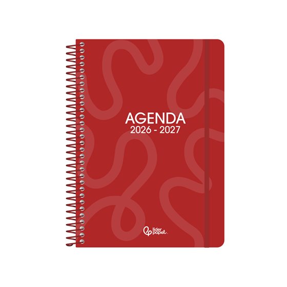 Agenda escolar liderpapel 26-27 espiral classic dia pagina a5 bilingue 70g papel fsc rojo
