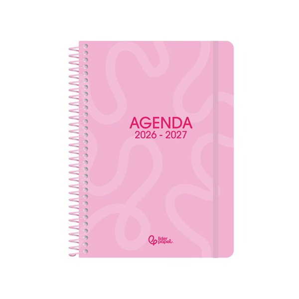 Agenda escolar liderpapel 26-27 espiral classic dia pagina a5 bilingue 70g papel fsc rosa