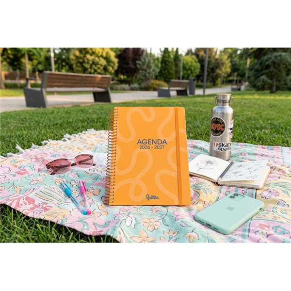 Agenda escolar liderpapel 26-27 espiral classic semana vista a5 bilingue 70g papel fsc naranja