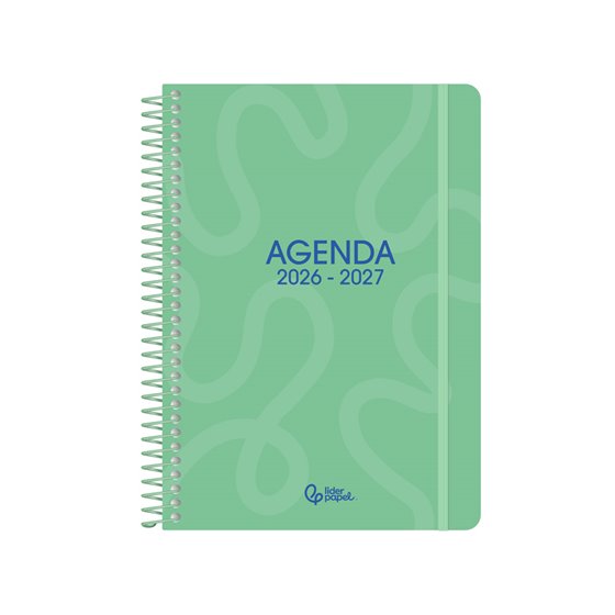 Agenda escolar liderpapel 26-27 espiral classic semana vista a5 bilingue 70g papel fsc verde