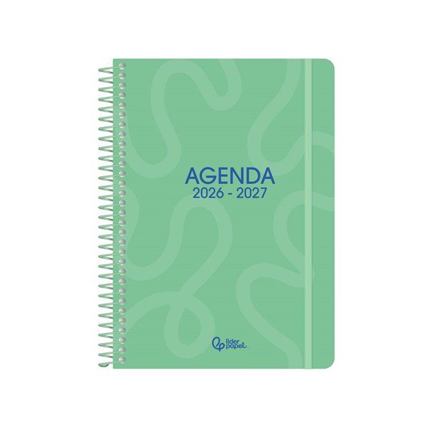 Agenda escolar liderpapel 26-27 espiral classic semana vista a5 bilingue 70g papel fsc verde