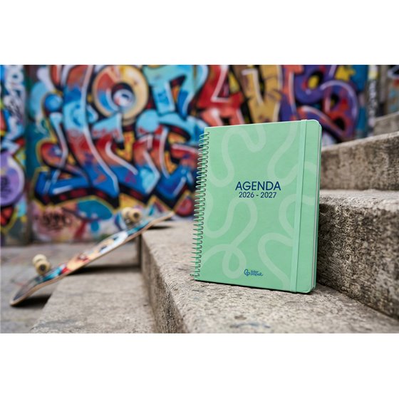 Agenda escolar liderpapel 26-27 espiral classic semana vista a5 bilingue 70g papel fsc verde