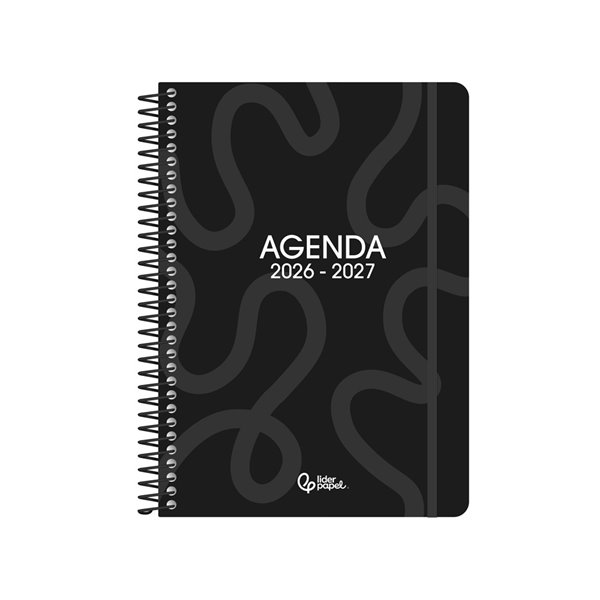 Agenda escolar liderpapel 26-27 espiral classic semana vista a5 bilingue 70g papel fsc negro