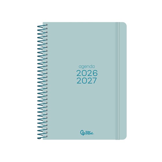 Agenda escolar liderpapel 26-27 espiral basic 2 dias pagina a5 bilingue 70g papel fsc morado