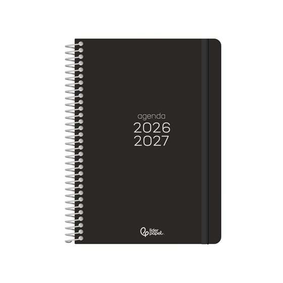 Agenda escolar liderpapel 26-27 espiral basic 2 dias pagina a5 bilingue 70g papel fsc negro