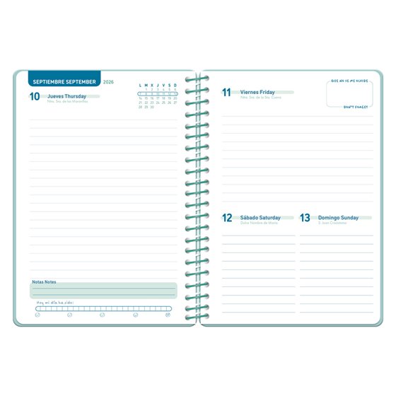 Agenda escolar liderpapel 26-27 espiral basic dia pagina a5 bilingue 70g papel fsc morado