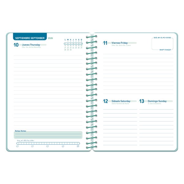 Agenda escolar liderpapel 26-27 espiral basic dia pagina a5 bilingue 70g papel fsc morado