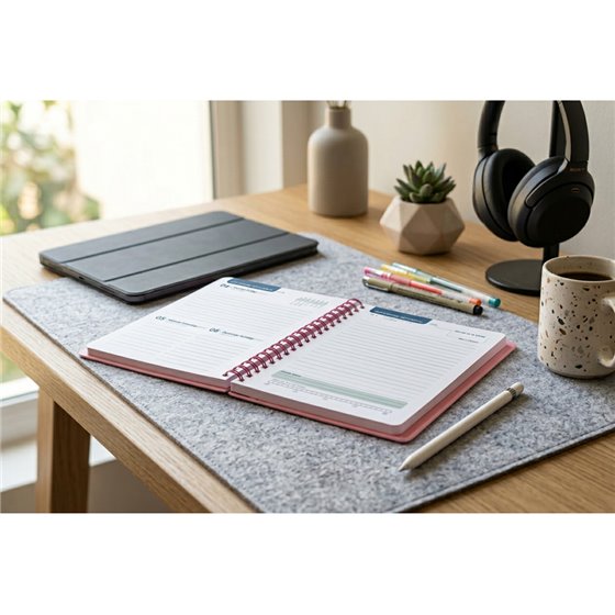 Agenda escolar liderpapel 26-27 espiral basic dia pagina a5 bilingue 70g papel fsc rosa
