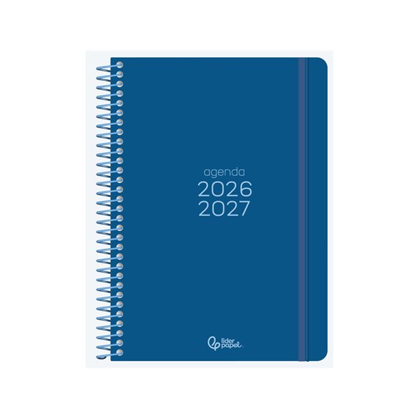 Agenda escolar liderpapel 26-27 espiral basic dia pagina a5 bilingue 70g papel fsc azul marino