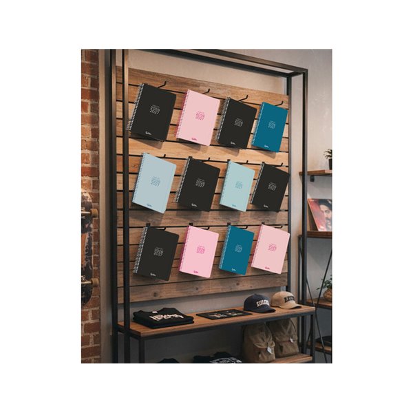 Agenda escolar liderpapel 26-27 espiral basic dia pagina a5 bilingue 70g papel fsc negro