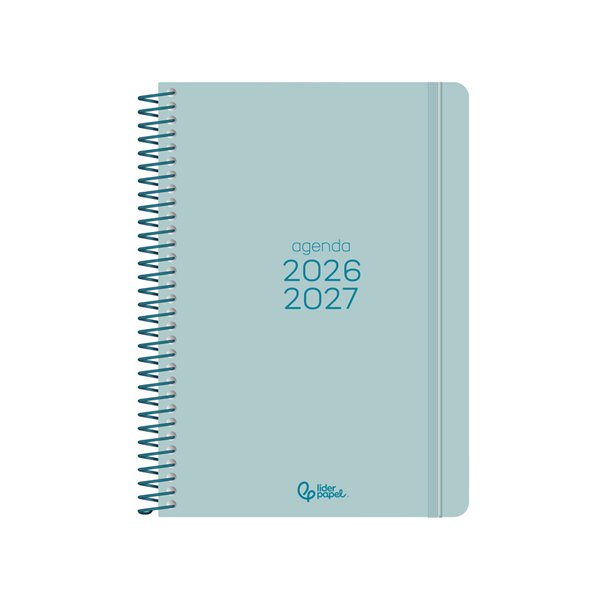 Agenda escolar liderpapel 26-27 espiral basic semana vista a5 bilingue 70g papel fsc morado