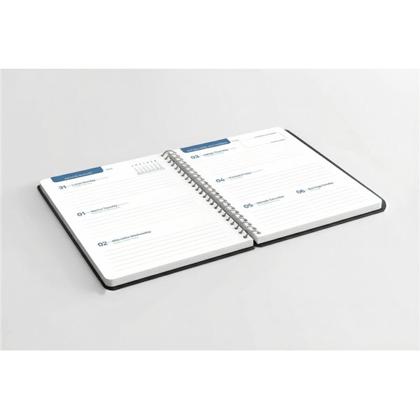 Agenda escolar liderpapel 26-27 espiral basic semana vista a5 bilingue 70g papel fsc negro