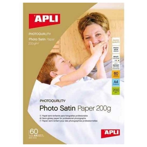 Papel Fotográfico APLI Satinado 200 g. Caja x60 Hojas