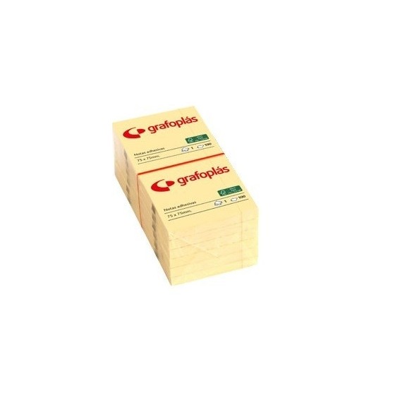 Bloc Notas Adhesivas GRAFOPLAS 40 x 50 mm. Amarillo Blister x12