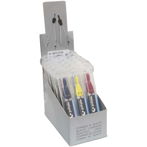Caja 18 Compás Escolares Colores Surtidos Grafoplás