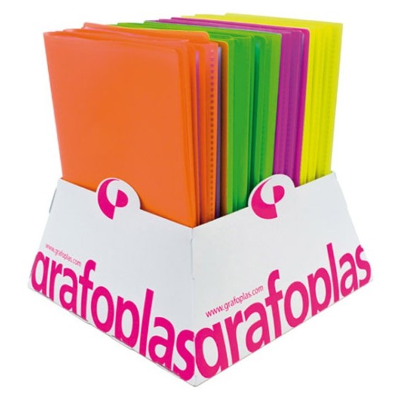 Carpeta Con Fundas  Expositor x20   PP Opaco Semirígido Folio Fundas Surtidas Colores Surtidos Fluorgraf Grafoplás
