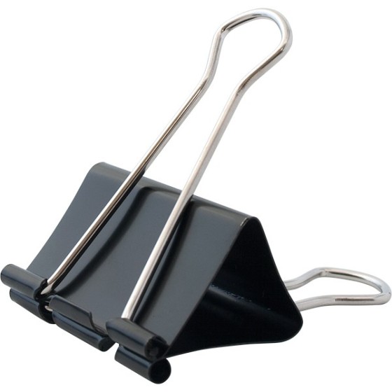 Caja 12 Pinzas Abatibles Negro 32 mm Kores