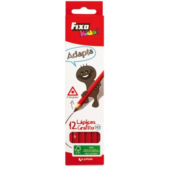 Caja 12 Lápices Grafito Triangulares Hb Fsc Fixo Kids