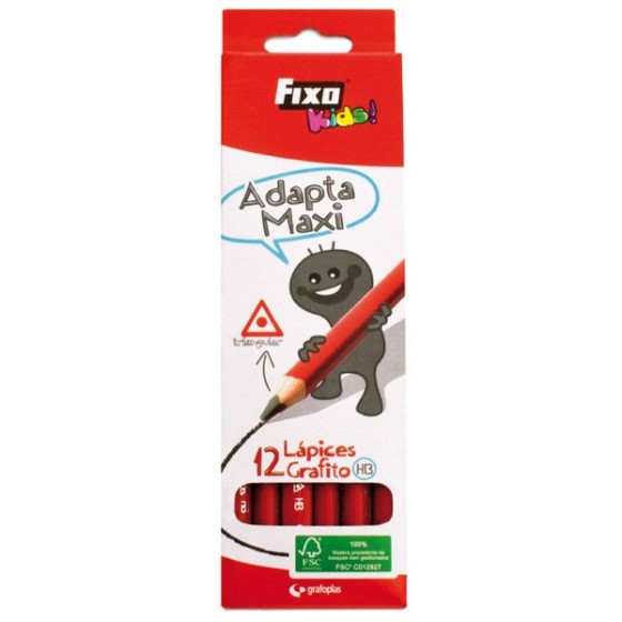 Caja 12 Lápices Grafito Triangulares Maxi Hb Fsc Fixo Kids
