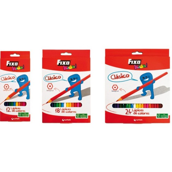 Caja 12 Lápices Colores Hexagonales Fsc Fixo Kids
