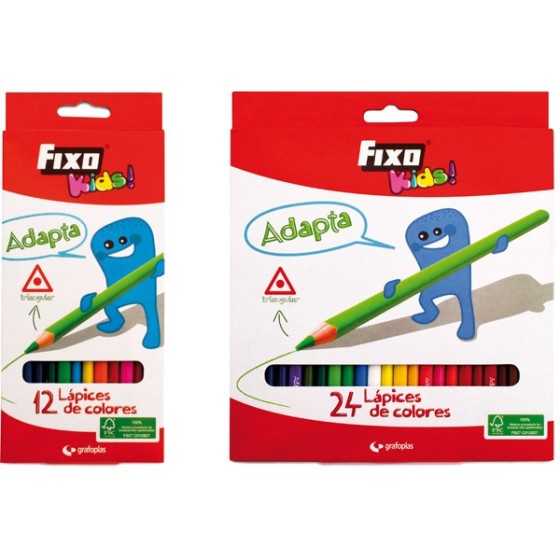 Caja 12 Lápices Colores Triangulares Fsc Fixo Kids