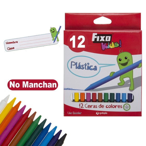 Caja 12 Ceras Plásticas Fixo Kids