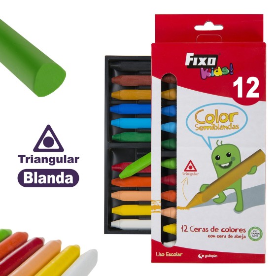 Caja 12 Ceras Color Semi-Blandas Fixo Kids