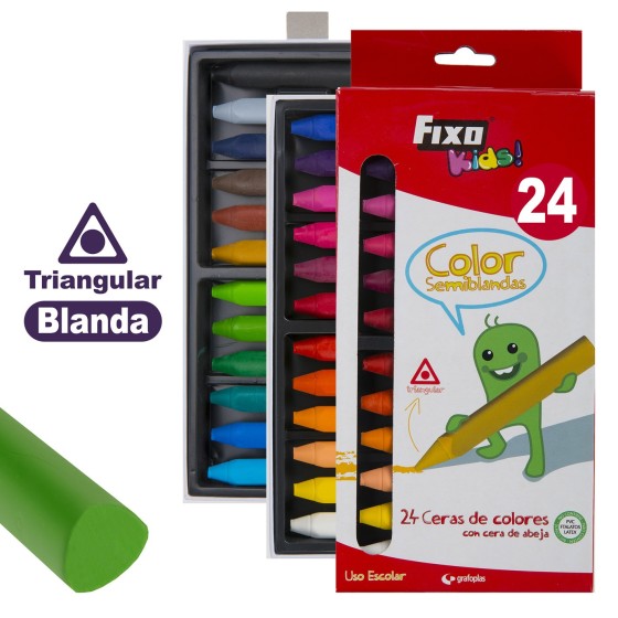 Caja 24 Ceras Color Semi-Blandas Fixo Kids