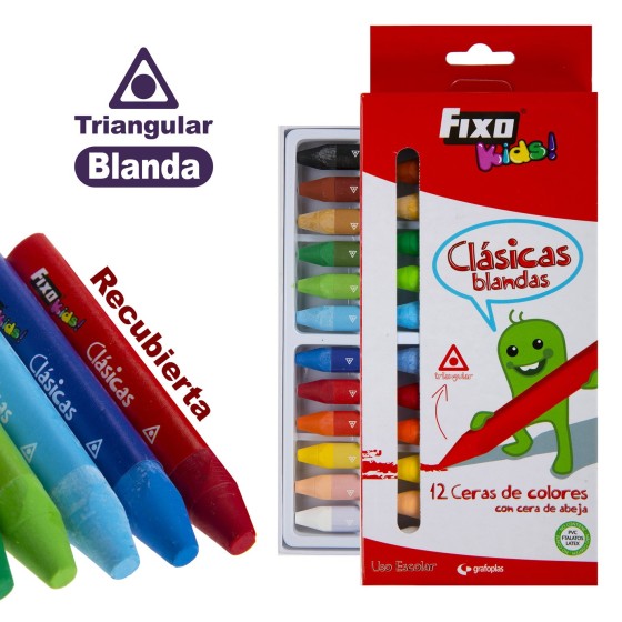 Caja 12 Ceras Clásicas Blandas Fixo Kids