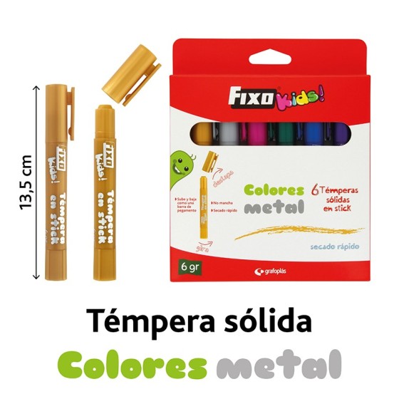 Caja 6 Témperas Sólidas Metal 6 G Fixo Kids